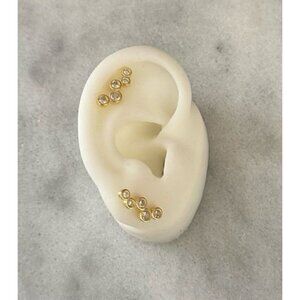 Gold Round Cluster Arch Earrings Sterling Silver Brand New